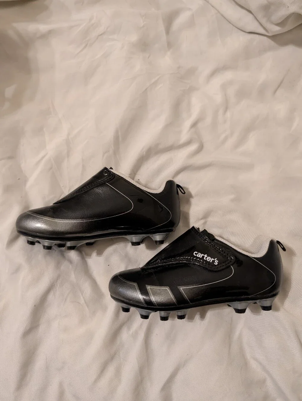 Carter's Black and Silver Athletic Cleat Shoes Toddler Size 10